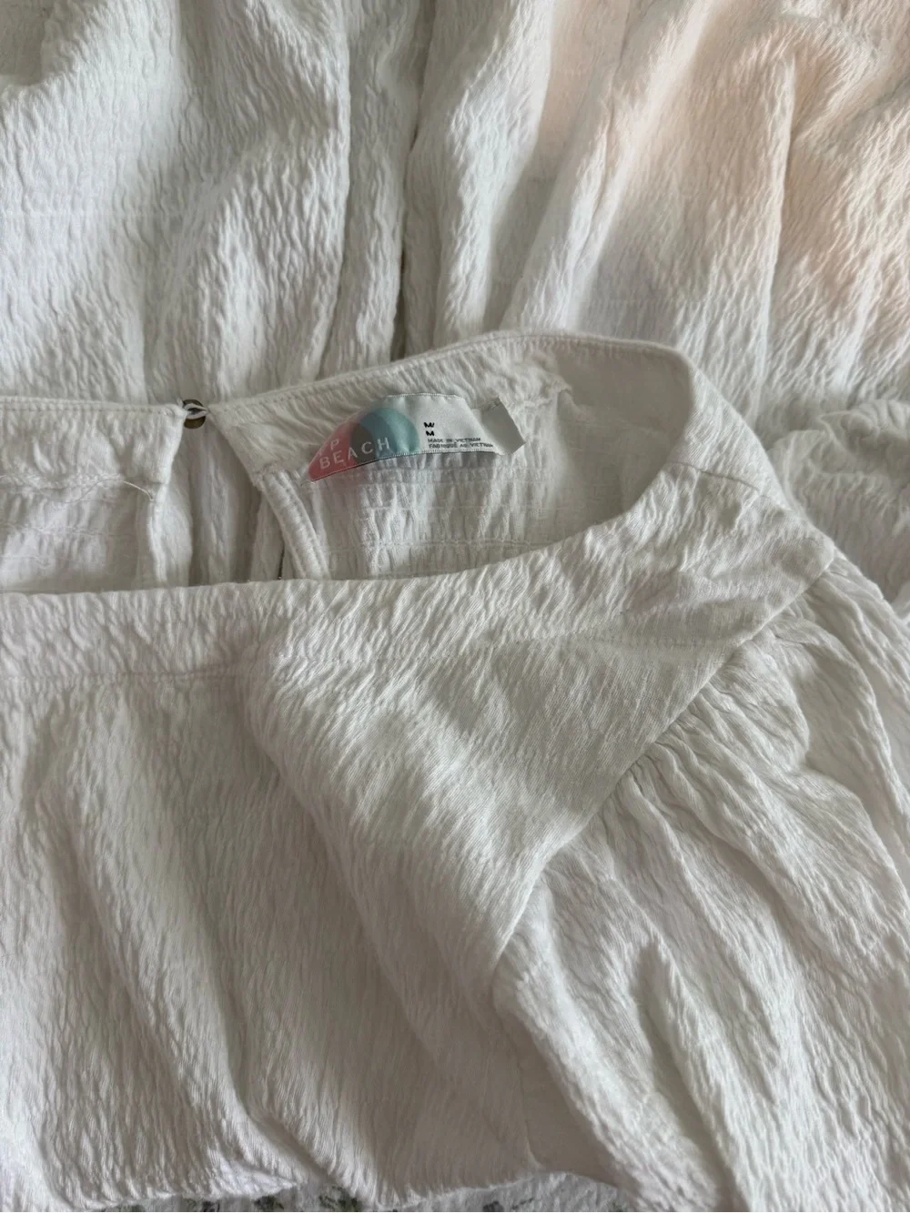Free People Cream Puff-Sleeve Mini Dress